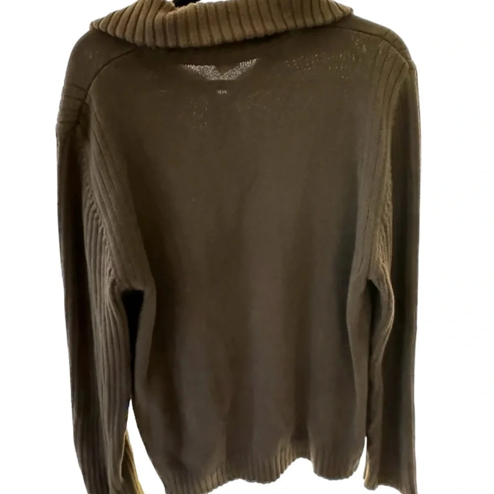 Nautica Jeans Co Brown 1/4 Zip Sweater Cotton XXL Logo Men‎ Ribbed VTG
